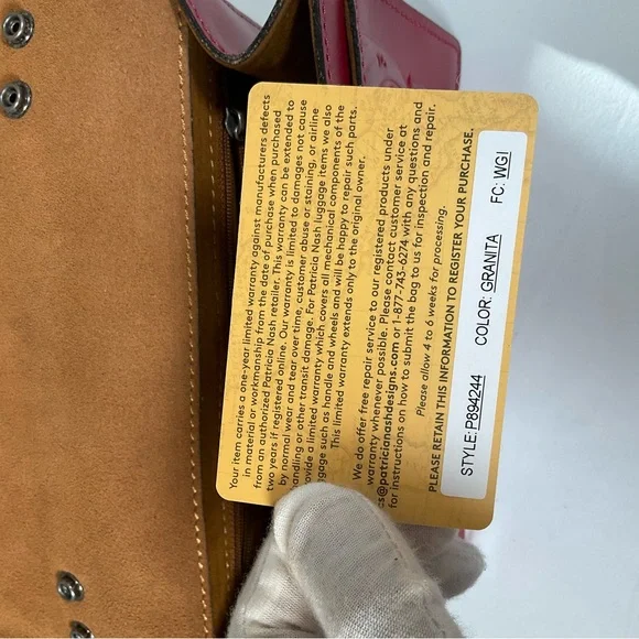 EUC Patricia Nash Laurentina Tooled Leather Crossbody|Clutch - Magenta - Picture 14 of 14